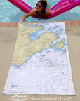 Marblehead Nautical Chart Quick Dry Towel