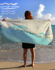 Destin Beach to Rosemary Beach Florida Modern Wave Map Quick Dry Towel