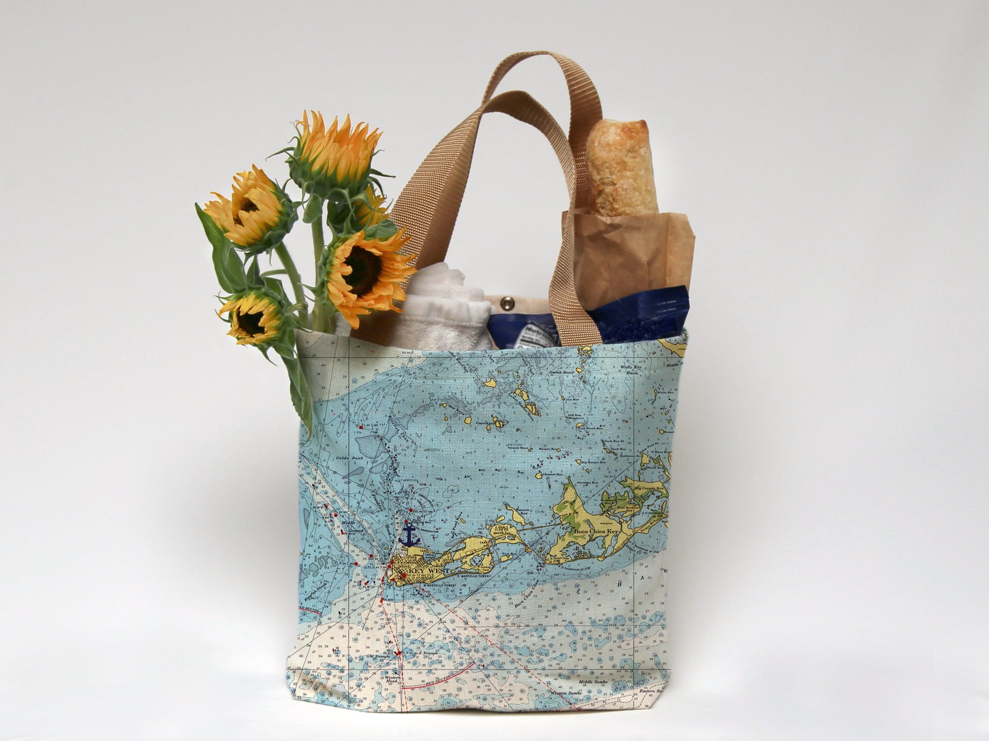 Key West, FL Nautical Chart Tote