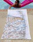 Sandy Hook to Long Branch, NJ Antique Topo Map Quick Dry Towel