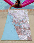 Venice, FL Topo Map Quick Dry Towel