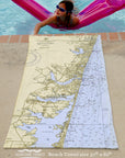 Asbury to Lavallette NJ Nautical Chart Quick Dry Towel