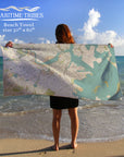 Greater Boston MA - Sea Glass Map Quick Dry Towel