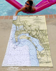 Approaches to San Diego Bay, CA Nautical Chart Quick Dry Towel