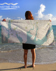 Swansea, Sea Glass Map Quick Dry Towel