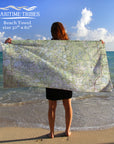 Webster to Spooner, WI Topo Map Quick Dry Towel