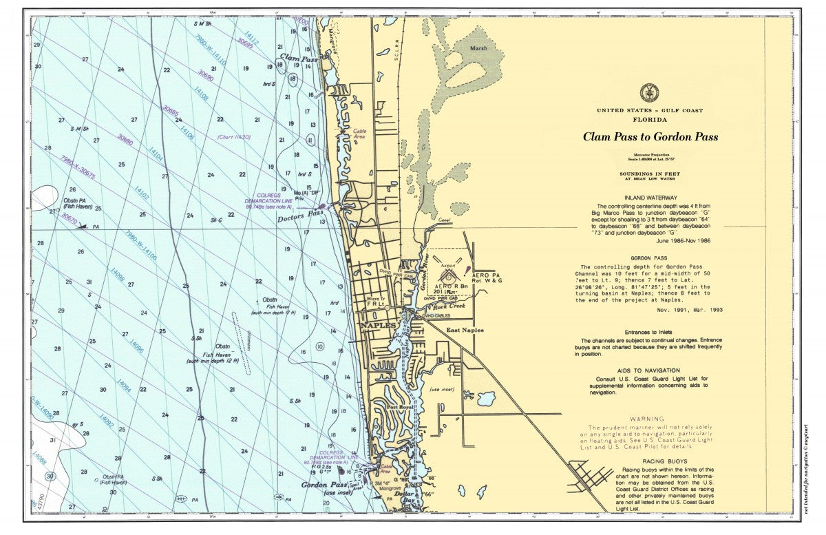 Estero Island to Cape Sable Composite Chart Placemats, set of 4