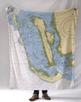 Sanibel Island, Florida Nautical Chart Blanket