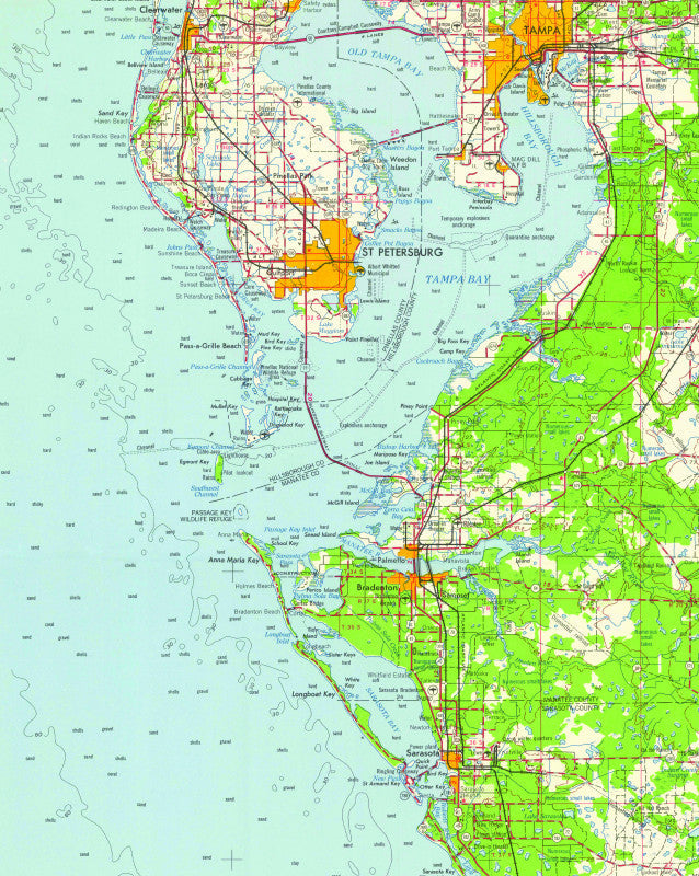 St. Petersburg / Tampa Chart, FL. Topo Map Blanket