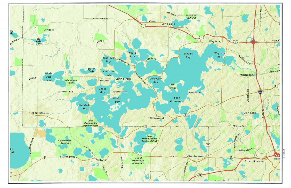 Lake Minnetonka MN Charted Territory 55x48 Placemats, set of 4