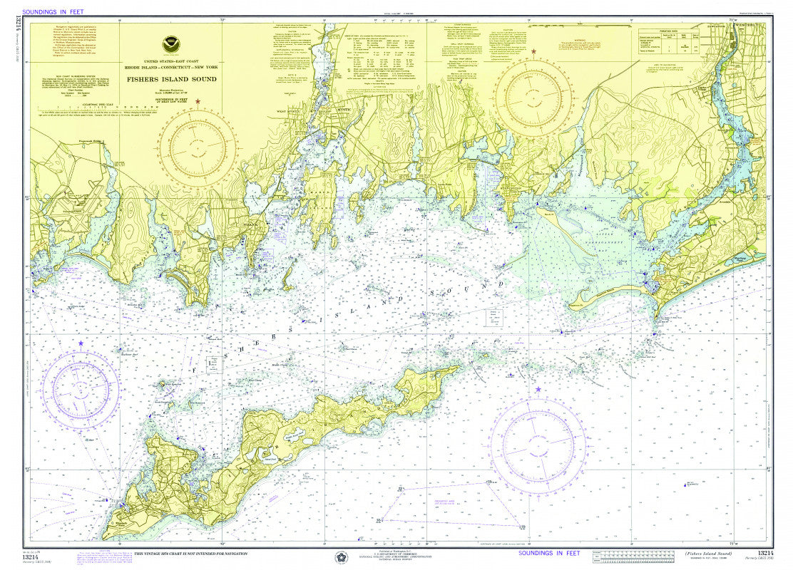 Fishers Island &amp; Fishers Island Sound Chart, 1974 Scroll