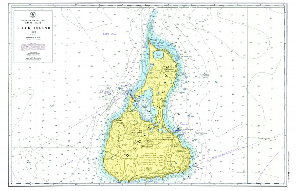 Block Island Nautical Chart Placemats, set of 4