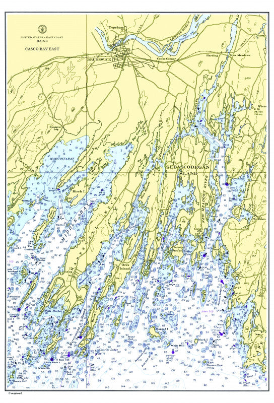 Casco Bay (Eastern Part), ME Nautical Chart Scroll