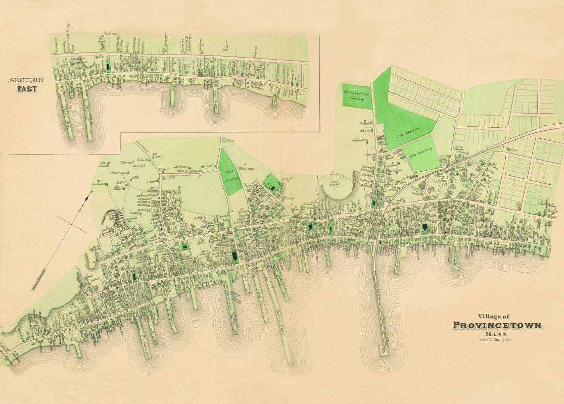 Village of Provincetown MA Antique Plan Scroll