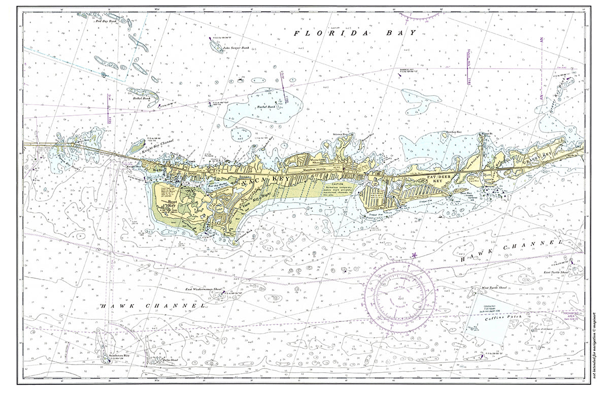 Marathon Key, FL Nautical Chart Placemats, set of 4