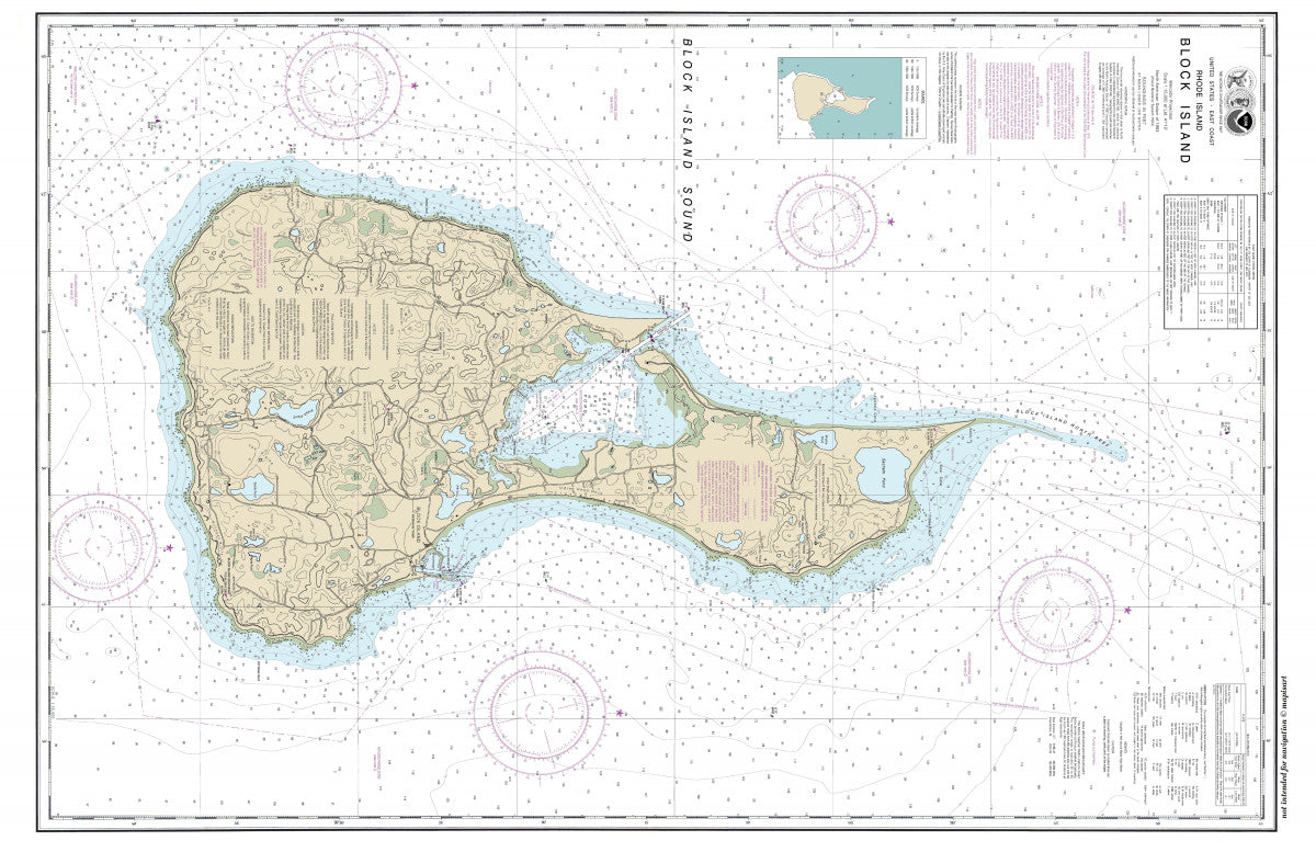 Block Island NOAA Chart 13217 Placemats, set of 4